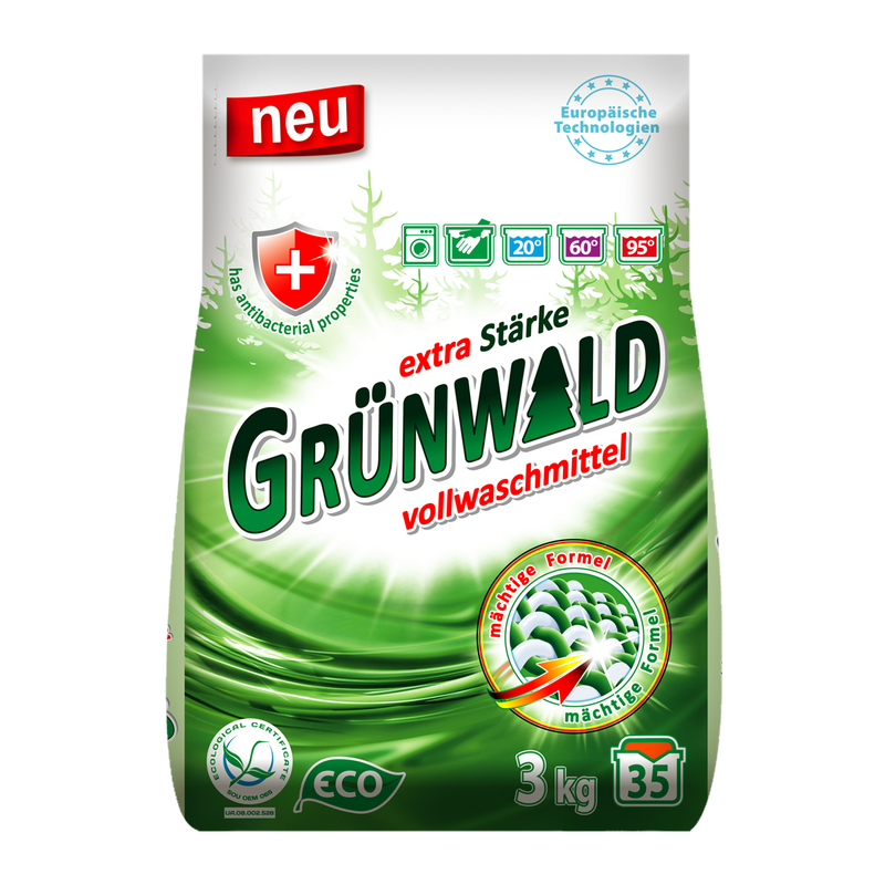 Порошок пральний безфосфатний універсальний GRÜNWALD Гірська Свіжість 3 кг